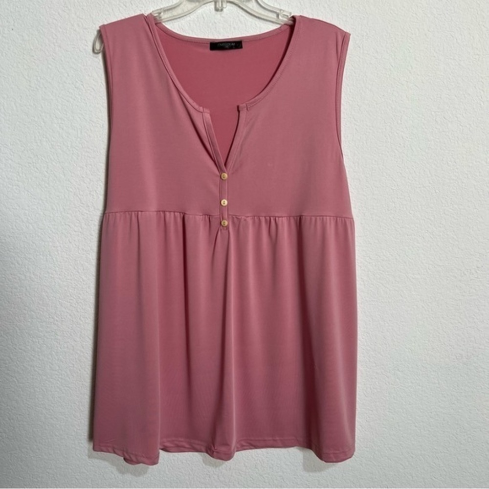 loveu.dear Pink Empire Waist Peplum Sleeveless Top Blouse Tunic 2X
